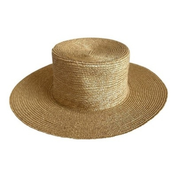 Lack of Color Natural 100% Straw Boater Hat Wide Brim Size Small 55cm Tan EXC main image 6